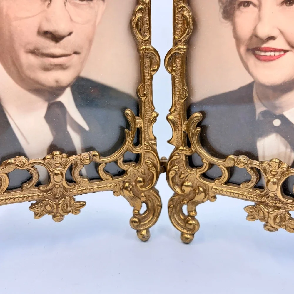 Antique Style Victorian Double Tabletop Frame Rococo Scrollwork Cast Iron Ornate
